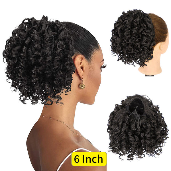Qp hairSynthetic Drawstring Puff Ponytail Afro Kinky Curly Hair Extension Synthetic Clip in Pony Tail African American Hair Extension
