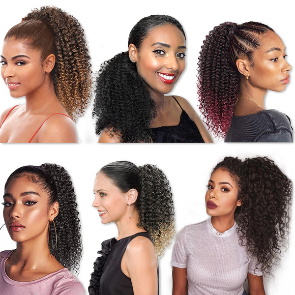 Qp hairSynthetic Drawstring Puff Ponytail Afro Kinky Curly Hair Extension Synthetic Clip in Pony Tail African American Hair Extension