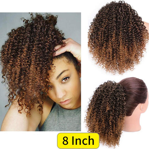 Qp hairSynthetic Drawstring Puff Ponytail Afro Kinky Curly Hair Extension Synthetic Clip in Pony Tail African American Hair Extension