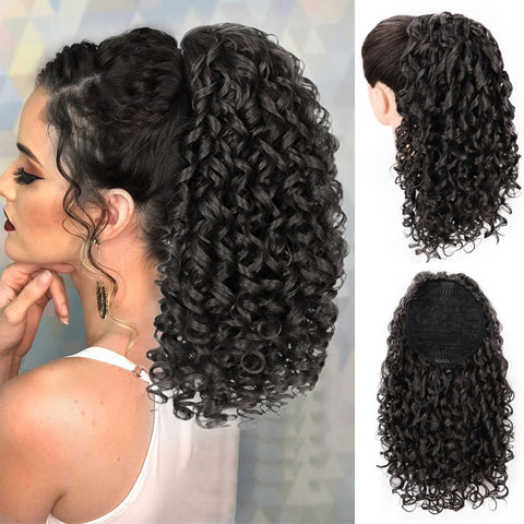 Qp hairSynthetic Drawstring Puff Ponytail Afro Kinky Curly Hair Extension Synthetic Clip in Pony Tail African American Hair Extension