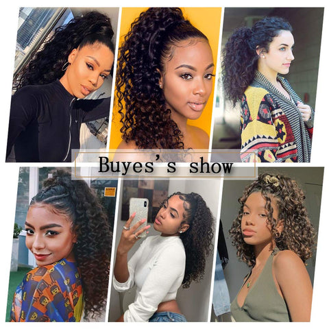 Qp hairSynthetic Drawstring Puff Ponytail Afro Kinky Curly Hair Extension Synthetic Clip in Pony Tail African American Hair Extension