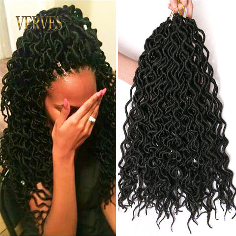Qp hairSynthetic Faux Locs Curly Hair 16 inch Crochet Braid hair 24 Strands/Piece Braiding Hair Extensions Black