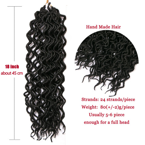Qp hairSynthetic Faux Locs Curly Hair 16 inch Crochet Braid hair 24 Strands/Piece Braiding Hair Extensions Black