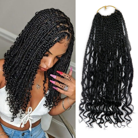 Qp hairSynthetic Hair Crochet Box Braids With Curls Marely Style 14 Inch 16 strands/pcs Braiding Extensions For Women Girl