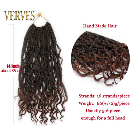 Qp hairSynthetic Hair Crochet Box Braids With Curls Marely Style 14 Inch 16 strands/pcs Braiding Extensions For Women Girl