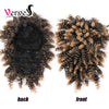 Qp hairSynthetic High Puff Afro Kinky Curly Ponytail With Bangs Ponytail Hair Extension Drawstring Short Afro Pony Tail Clip in