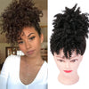 Qp hairSynthetic High Puff Afro Kinky Curly Ponytail With Bangs Ponytail Hair Extension Drawstring Short Afro Pony Tail Clip in