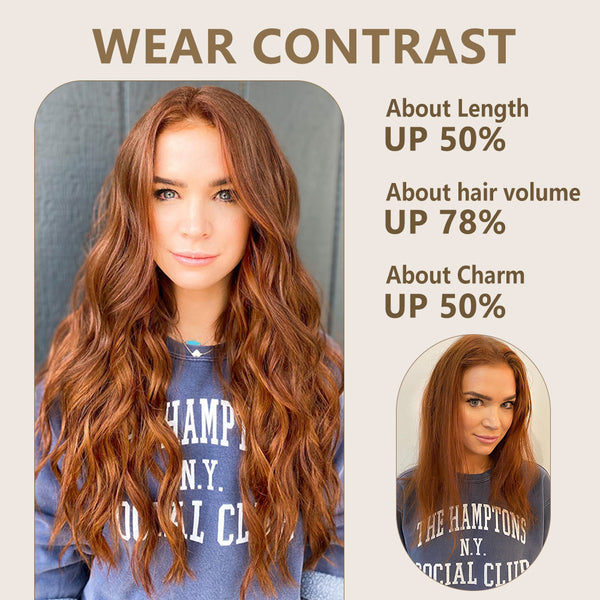 Qp hairSynthetic Long Wavy Clip in Hair Extensions Orange Hair Extension for Women Ombre Blonde Hairpieces Heat Resistant Fiber Hair