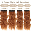 Qp hairSynthetic Long Wavy Clip in Hair Extensions Orange Hair Extension for Women Ombre Blonde Hairpieces Heat Resistant Fiber Hair