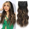 Qp hairSynthetic Long Wavy Clip in Hair Extensions Orange Hair Extension for Women Ombre Blonde Hairpieces Heat Resistant Fiber Hair