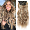Qp hairSynthetic Long Wavy Clip in Hair Extensions Orange Hair Extension for Women Ombre Blonde Hairpieces Heat Resistant Fiber Hair