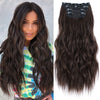 Qp hairSynthetic Long Wavy Clip in Hair Extensions Orange Hair Extension for Women Ombre Blonde Hairpieces Heat Resistant Fiber Hair