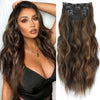 Qp hairSynthetic Long Wavy Clip in Hair Extensions Orange Hair Extension for Women Ombre Blonde Hairpieces Heat Resistant Fiber Hair