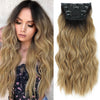 Qp hairSynthetic Long Wavy Clip in Hair Extensions Orange Hair Extension for Women Ombre Blonde Hairpieces Heat Resistant Fiber Hair
