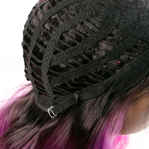 Qp hairSynthetic Long Wavy Wigs for Black Women African American Hair Orange Purple With Bangs Heat Resistant Wig