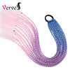 Qp hairSynthetic Ponytail Hairpiece With Rubber Band Hair Ring Chignon 24 Inch Braiding Hair Ombre Ponytail Hair Extension Rainbow