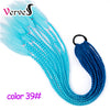 Qp hairSynthetic Ponytail Hairpiece With Rubber Band Hair Ring Chignon 24 Inch Braiding Hair Ombre Ponytail Hair Extension Rainbow
