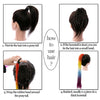 Qp hairSynthetic Ponytail Hairpiece With Rubber Band Hair Ring Chignon 24 Inch Braiding Hair Ombre Ponytail Hair Extension Rainbow