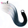 Qp hairSynthetic Ponytail Hairpiece With Rubber Band Hair Ring Chignon 24 Inch Braiding Hair Ombre Ponytail Hair Extension Rainbow