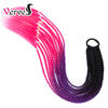 Qp hairSynthetic Ponytail Hairpiece With Rubber Band Hair Ring Chignon 24 Inch Braiding Hair Ombre Ponytail Hair Extension Rainbow