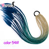 Qp hairSynthetic Ponytail Hairpiece With Rubber Band Hair Ring Chignon 24 Inch Braiding Hair Ombre Ponytail Hair Extension Rainbow