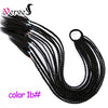 Qp hairSynthetic Ponytail Hairpiece With Rubber Band Hair Ring Chignon 24 Inch Braiding Hair Ombre Ponytail Hair Extension Rainbow