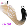 Qp hairSynthetic Ponytail Hairpiece With Rubber Band Hair Ring Chignon 24 Inch Braiding Hair Ombre Ponytail Hair Extension Rainbow