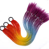 Qp hairSynthetic Ponytail Hairpiece With Rubber Band Hair Ring Chignon 24 Inch Braiding Hair Ombre Ponytail Hair Extension Rainbow