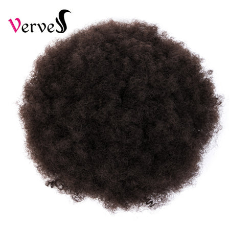 Qp hairSynthetic Short Afro Kinky Hair Bun High Temperature Drawstring ponytail Clip in Hair Extension on Puff Hair Bun Black
