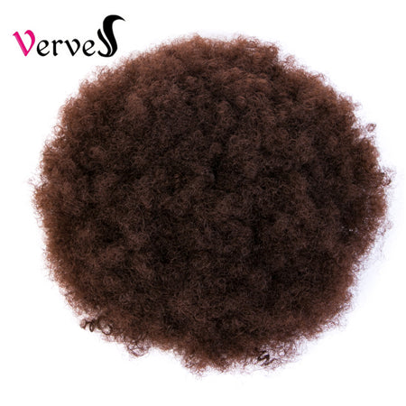 Qp hairSynthetic Short Afro Kinky Hair Bun High Temperature Drawstring ponytail Clip in Hair Extension on Puff Hair Bun Black