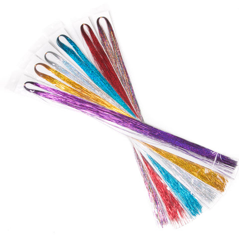Qp hairSynthetic Sparkle Shiny Hair Women Hippie for Braiding Headdress Tinsel Rainbow Blonde Silk Hair Extensions Dazzles