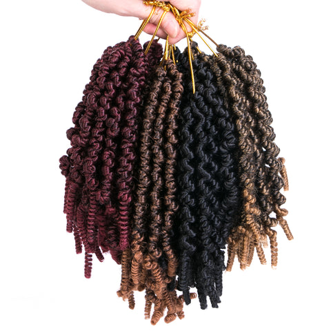 Qp hairSynthetic Spring Twists 8 inch Crochet Hair Spring Pre-twisted Bomb Braid 15 Roots Braiding Hair Extensions