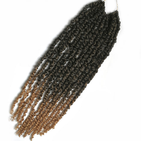 Qp hairSynthetic Twist Curl Pre-Looped Crochet Braids Hair For Women 18 Inch Black Passion Locs Hairstyles Braiding Hair Extensions