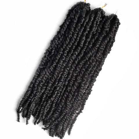Qp hairSynthetic Twist Curl Pre-Looped Crochet Braids Hair For Women 18 Inch Black Passion Locs Hairstyles Braiding Hair Extensions