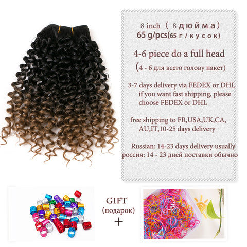 Qp hairSynthetic Weaving Crochet Braid 65g/pack Hair 4 piece Curly Braid Heat Resistant Ombre Braiding Hair Weft Extensions Blonde