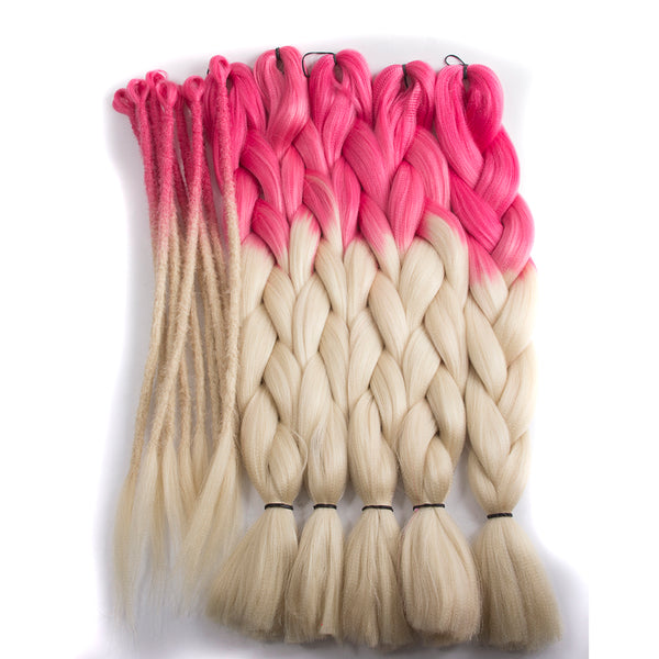 handmade dreadlocks hair blonde and pink