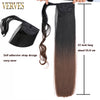 Qp hairVERVES Synthetic Clip In Ponytail Long Straight Wrap Around Hair Extension Heat Reistan Pony Tail Ombre Fake Hair For Women