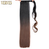 Qp hairVERVES Synthetic Clip In Ponytail Long Straight Wrap Around Hair Extension Heat Reistan Pony Tail Ombre Fake Hair For Women