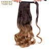 Qp hairVERVES Synthetic Clip In Ponytail Wavy Wrap Around Hair Extension Heat Reistan Pony Tail Ombre Hair For Women Blonde Black