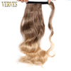 Qp hairVERVES Synthetic Clip In Ponytail Wavy Wrap Around Hair Extension Heat Reistan Pony Tail Ombre Hair For Women Blonde Black