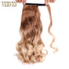 Qp hairVERVES Synthetic Clip In Ponytail Wavy Wrap Around Hair Extension Heat Reistan Pony Tail Ombre Hair For Women Blonde Black
