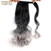 Qp hairVERVES Synthetic Clip In Ponytail Wavy Wrap Around Hair Extension Heat Reistan Pony Tail Ombre Hair For Women Blonde Black