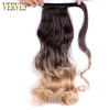 Qp hairVERVES Synthetic Clip In Ponytail Wavy Wrap Around Hair Extension Heat Reistan Pony Tail Ombre Hair For Women Blonde Black
