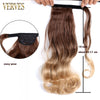 Qp hairVERVES Synthetic Clip In Ponytail Wavy Wrap Around Hair Extension Heat Reistan Pony Tail Ombre Hair For Women Blonde Black