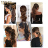 Qp hairVERVES Synthetic Clip In Ponytail Wavy Wrap Around Hair Extension Heat Reistan Pony Tail Ombre Hair For Women Blonde Black