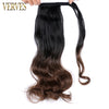 Qp hairVERVES Synthetic Clip In Ponytail Wavy Wrap Around Hair Extension Heat Reistan Pony Tail Ombre Hair For Women Blonde Black