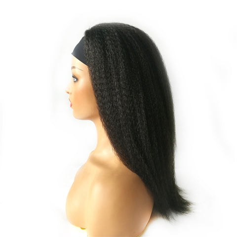 Qp hairWig With Bangs Synthetic Natural Black Brown Wigs Kinky Curly Ice Silk Headband Adjustable Hair Cosplay Daily