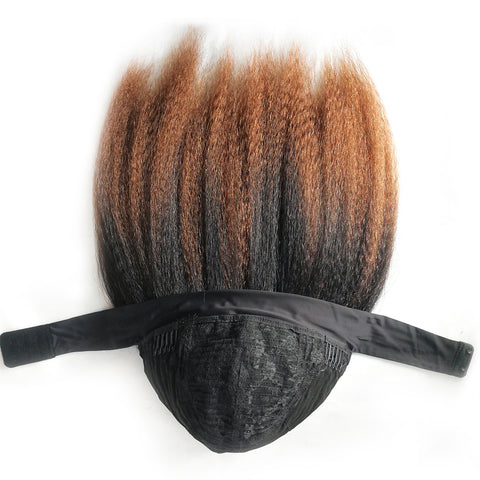 Qp hairWig With Bangs Synthetic Natural Black Brown Wigs Kinky Curly Ice Silk Headband Adjustable Hair Cosplay Daily