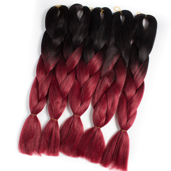 wine red ombre braiding hair 1