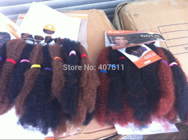 noble gold 100%KANEKALON synthetic bulk hair braiding hair extension afro kinky curly braids 2pcs/lot-free shipping